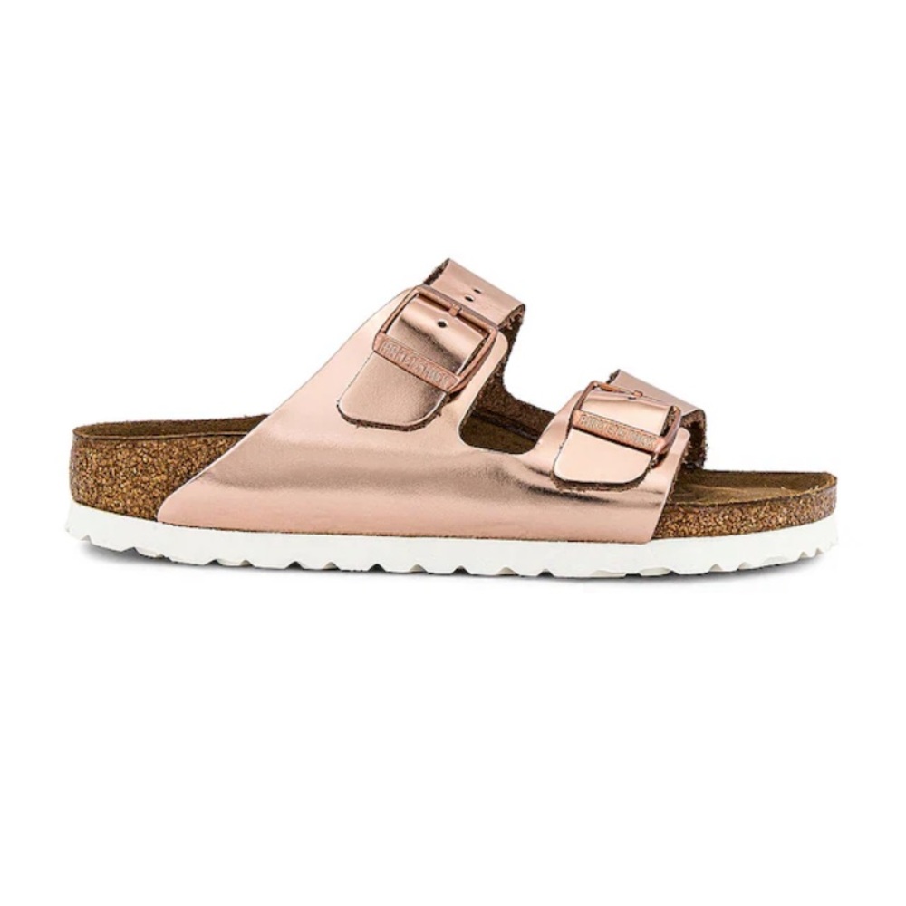 Birkenstock Arizona Soft Footbed Sandal in Metallic Copper